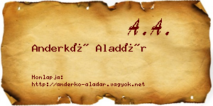 Anderkó Aladár névjegykártya
